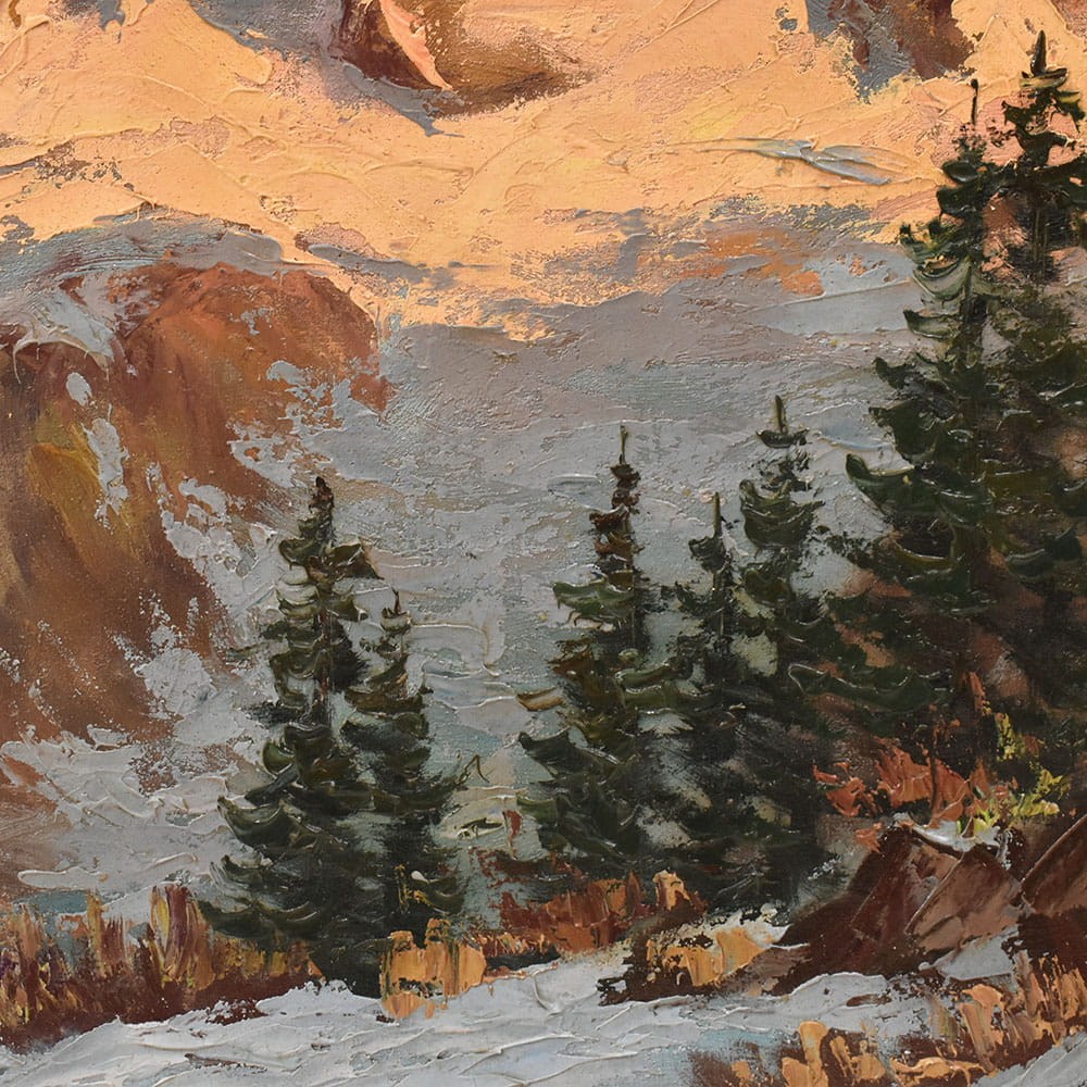 QP766 1a antique mountain landscape painting scenery snow.jpg